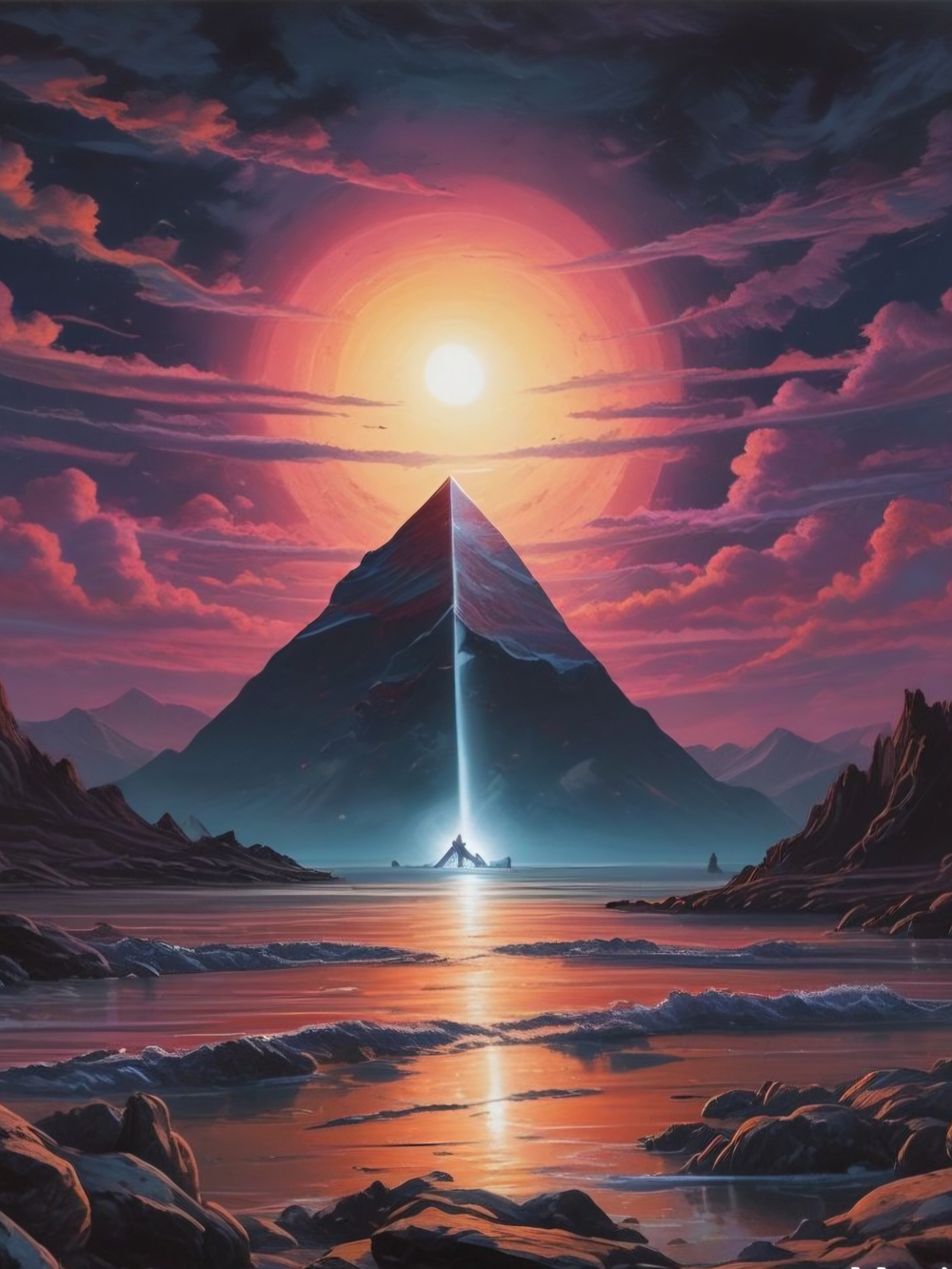 Radiant Pyramid Art Print in Pink and Blue - Kirsten Scritsmier - Picture 1 of 1